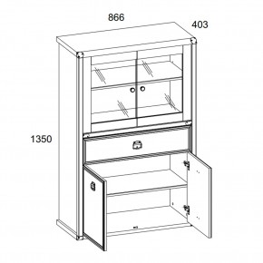 Шкаф с витриной 2V2D1SL, MAGELLAN, цвет Сосна винтаж в Агрызе - agryz.ok-mebel.com | фото 3