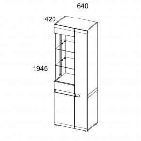 Шкаф с витриной 3D/TYP 01L, LINATE ,цвет белый/сонома трюфель в Агрызе - agryz.ok-mebel.com | фото 2