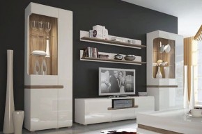 Шкаф с витриной 3D/TYP 01L, LINATE ,цвет белый/сонома трюфель в Агрызе - agryz.ok-mebel.com | фото 3