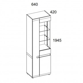 Шкаф с витриной 3D/TYP 01P, LINATE ,цвет белый/сонома трюфель в Агрызе - agryz.ok-mebel.com | фото 2