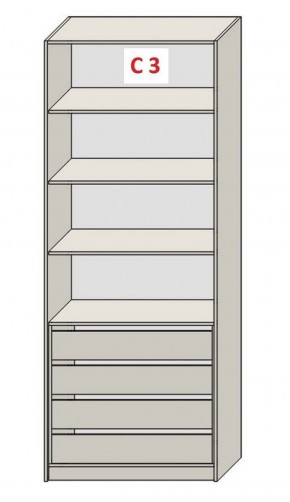 Шкаф СТАНДАРТ С3 4 ящика серия "ГЕСТИЯ" (Бело-серый/Дуб Небраска натуральный ) 800*520*2300 в Агрызе - agryz.ok-mebel.com | фото 2