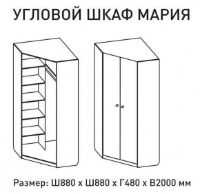 Шкаф угловой Мария 880*880 (ЛДСП 1 кат.) в Агрызе - agryz.ok-mebel.com | фото 2