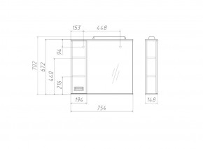 Шкаф-зеркало Cube 75 Эл. ЛЕВЫЙ Домино (DC5008HZ) в Агрызе - agryz.ok-mebel.com | фото 3