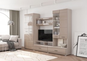 Стенка НЕНСИ 1 (Ясень Шимо светлый/Капучино глянец) в Агрызе - agryz.ok-mebel.com | фото 2
