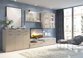 Стенка НЕНСИ 3 (Ясень Шимо светлый/Капучино глянец) в Агрызе - agryz.ok-mebel.com | фото 2