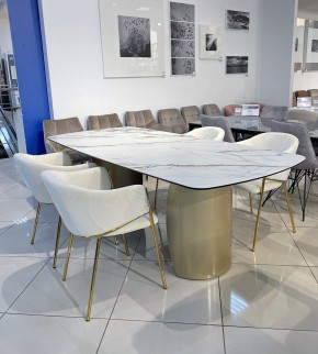 Стол BRONTE 220 KL-188 Контрастный мрамор матовый, итальянская керамика/ Шампань, ®DISAUR в Агрызе - agryz.ok-mebel.com | фото 3