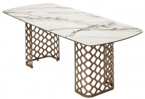 Стол CHIAVARI 220 KL-188 Контрастный мрамор матовый, итальянская керамика / Шампань, ®DISAUR в Агрызе - agryz.ok-mebel.com | фото 7