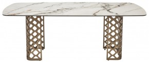 Стол CHIAVARI 220 KL-188 Контрастный мрамор матовый, итальянская керамика / Шампань, ®DISAUR в Агрызе - agryz.ok-mebel.com | фото 8