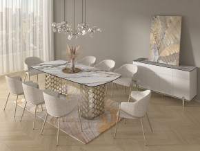 Стол CHIAVARI 220 KL-188 Контрастный мрамор матовый, итальянская керамика / Шампань, ®DISAUR в Агрызе - agryz.ok-mebel.com | фото 9