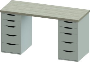 Стол письменный Ингар 2/55 140x75x55, дуб беленый/белый в Агрызе - agryz.ok-mebel.com | фото 2