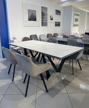 Стол RIETI 200 KL-99 Белый мрамор матовый, итальянская керамика / черный каркас, ®DISAUR в Агрызе - agryz.ok-mebel.com | фото 3