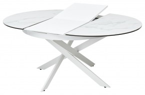 Стол TRENTO 120 HIGH GLOSS STATUARIO Белый мрамор глянцевый, керамика/ белый каркас, ®DISAUR в Агрызе - agryz.ok-mebel.com | фото 5