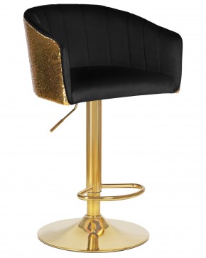 Стул барный DOBRIN DARCY GOLD SHINY, черный велюр с золотыми пайетками в Агрызе - agryz.ok-mebel.com | фото
