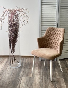 Стул HERMAN 360 град. БЕЖЕВЫЙ #5, велюр / белый каркас М-City в Агрызе - agryz.ok-mebel.com | фото 3