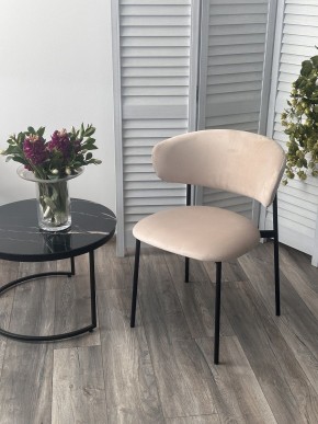 Стул ЛЕОНАРДО H-06 Бежевый, велюр / черный каркас М-City в Агрызе - agryz.ok-mebel.com | фото 3