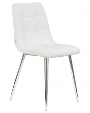 Стул обеденный DOBRIN ALEX, хром ножки, белая экокожа (P-02) в Агрызе - agryz.ok-mebel.com | фото