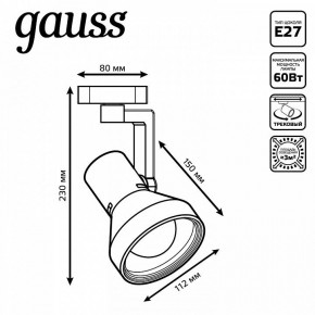 Светильник на штанге Gauss Track Light TR005 в Агрызе - agryz.ok-mebel.com | фото 6