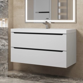 Тумба под раковину Uperwood Tanos 100 см, подвесная, белая/графит в Агрызе - agryz.ok-mebel.com | фото