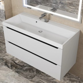 Тумба под раковину Uperwood Tanos 100 см, подвесная, белая/графит в Агрызе - agryz.ok-mebel.com | фото 10