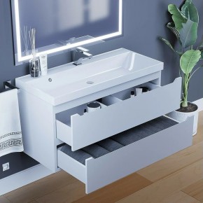 Тумба под раковину Uperwood Tanos 100 см, подвесная, белая матовая в Агрызе - agryz.ok-mebel.com | фото 9