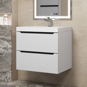 Тумба под раковину Uperwood Tanos 60 см, подвесная, белая/графит в Агрызе - agryz.ok-mebel.com | фото