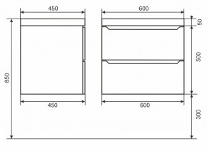 Тумба под раковину Uperwood Tanos 60 см, подвесная, белая/графит в Агрызе - agryz.ok-mebel.com | фото 6