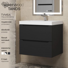 Тумба под раковину Uperwood Tanos 60 см, подвесная, черная матовая в Агрызе - agryz.ok-mebel.com | фото 3