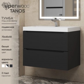 Тумба под раковину Uperwood Tanos 70 см, подвесная, черная матовая в Агрызе - agryz.ok-mebel.com | фото 3