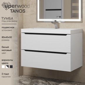 Тумба под раковину Uperwood Tanos 80 см, подвесная, белая/графит в Агрызе - agryz.ok-mebel.com | фото 3