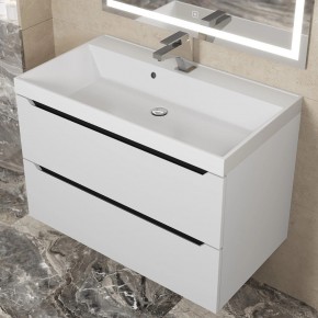 Тумба под раковину Uperwood Tanos 80 см, подвесная, белая/графит в Агрызе - agryz.ok-mebel.com | фото 8