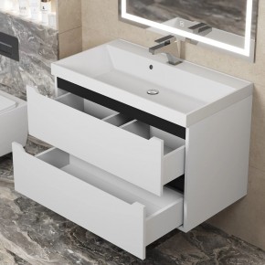 Тумба под раковину Uperwood Tanos 80 см, подвесная, белая/графит в Агрызе - agryz.ok-mebel.com | фото 9