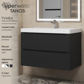 Тумба под раковину Uperwood Tanos 80 см, подвесная, черная матовая в Агрызе - agryz.ok-mebel.com | фото 3
