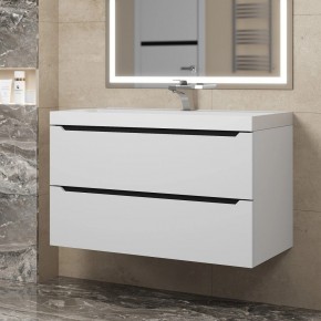 Тумба под раковину Uperwood Tanos 90 см, подвесная, белая/графит в Агрызе - agryz.ok-mebel.com | фото