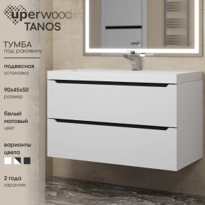 Тумба под раковину Uperwood Tanos 90 см, подвесная, белая/графит в Агрызе - agryz.ok-mebel.com | фото 3