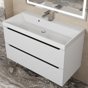 Тумба под раковину Uperwood Tanos 90 см, подвесная, белая/графит в Агрызе - agryz.ok-mebel.com | фото 9
