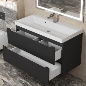 Тумба под раковину Uperwood Tanos 90 см, подвесная, черная матовая в Агрызе - agryz.ok-mebel.com | фото 10