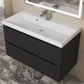 Тумба под раковину Uperwood Tanos 90 см, подвесная, черная матовая в Агрызе - agryz.ok-mebel.com | фото 11