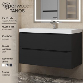Тумба под раковину Uperwood Tanos 90 см, подвесная, черная матовая в Агрызе - agryz.ok-mebel.com | фото 3