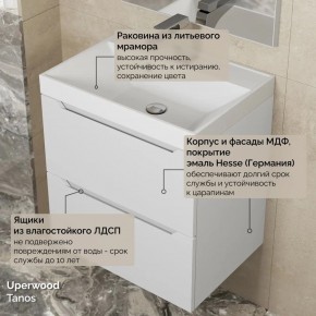 Тумба с раковиной Uperwood Tanos 50 см, подвесная, белая матовая в Агрызе - agryz.ok-mebel.com | фото 6